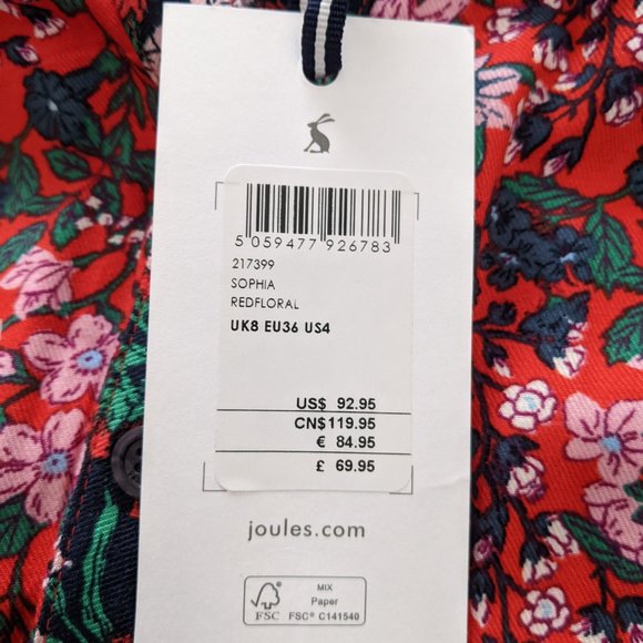 NWT Jules Sophia red floral dress - Picture 3 of 5
